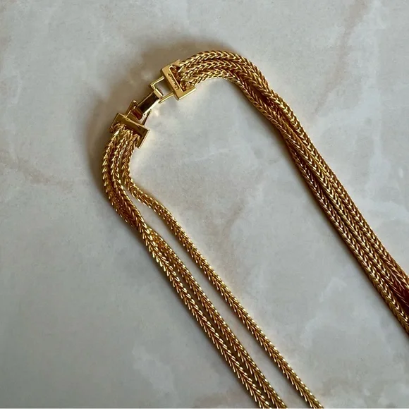 MONET 3 strand gold wheat chain necklace VINTAGE PERFECT CONDITION - Picture 5 of 5